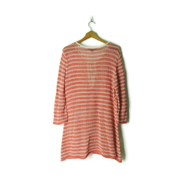 Tommy Bahama Open Knit Striped Tunic Cover up top - Picture 2 of 9